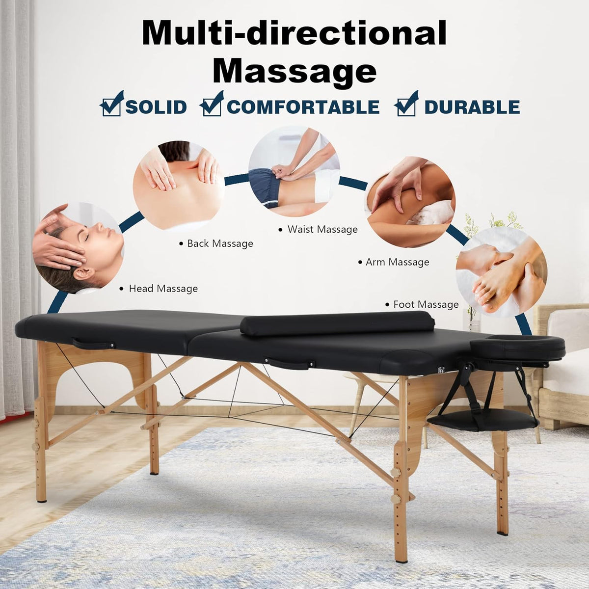 Portable 84 Inch 2 Folding Lightweight Massage Table with Carry Case R7590