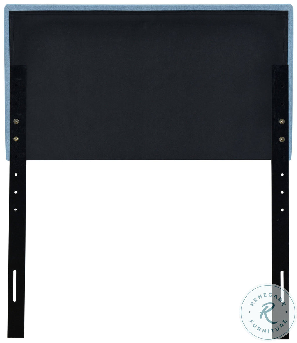 Blue Fabric Vertical Channel Twin Headboard R16465
