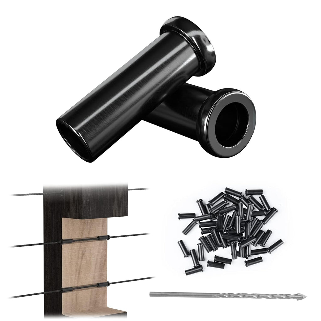 50 Pack Black Stainless Steel Protective Sleeves Cable Railing Kit K696519