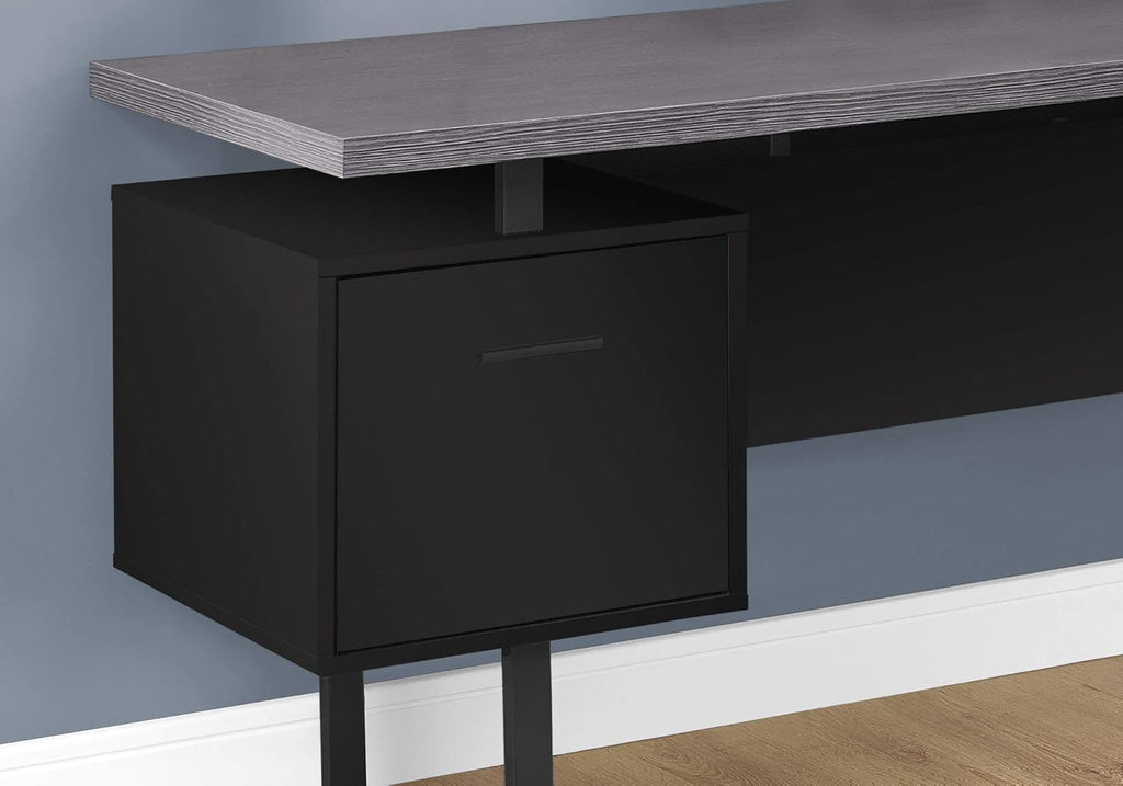 Black Reversible Corner Desk with Drawers and File Cabinet V256368