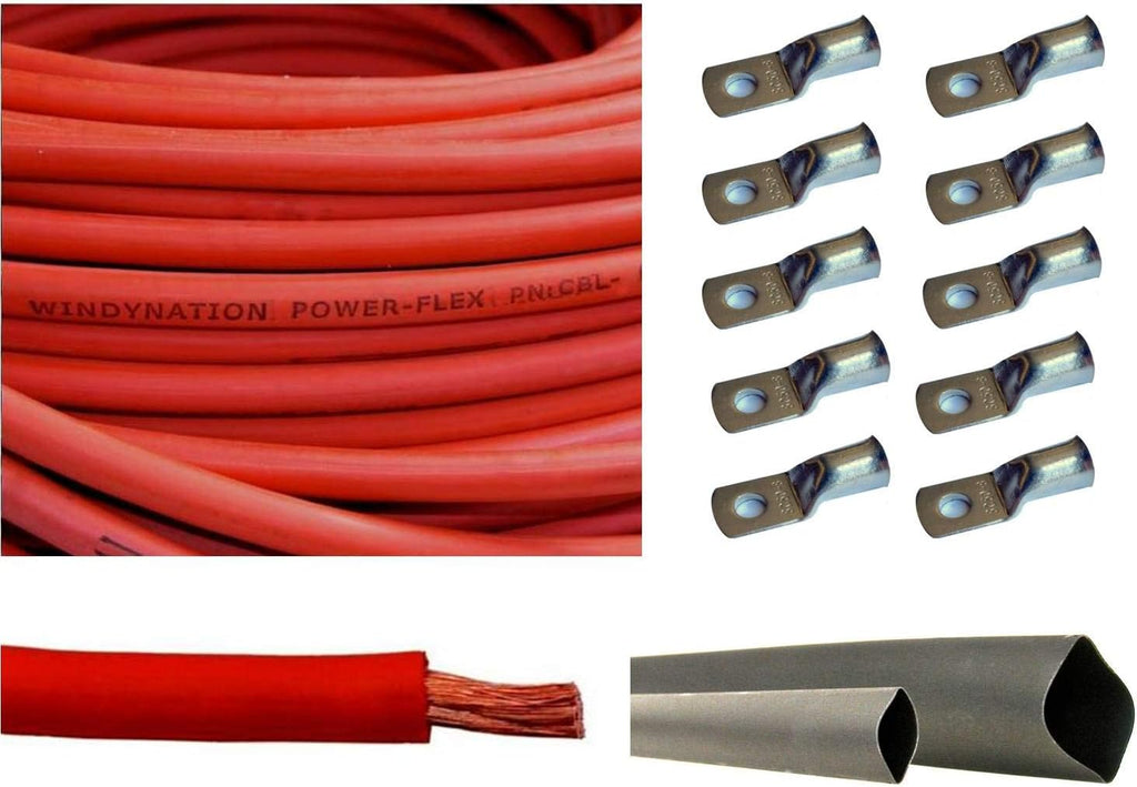 1/0 AWG 15 Feet Black + 15 Feet Red Pure Copper Ultra Flexible Cable C36024