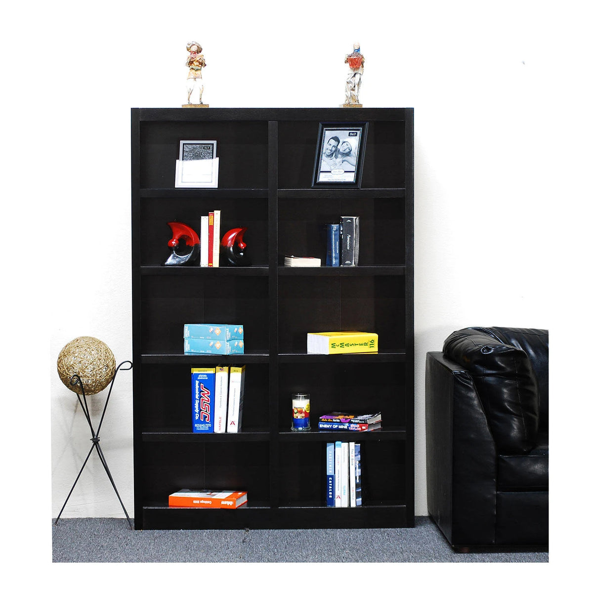 Espresso 10-Shelf Double Wide Bookcase V67908