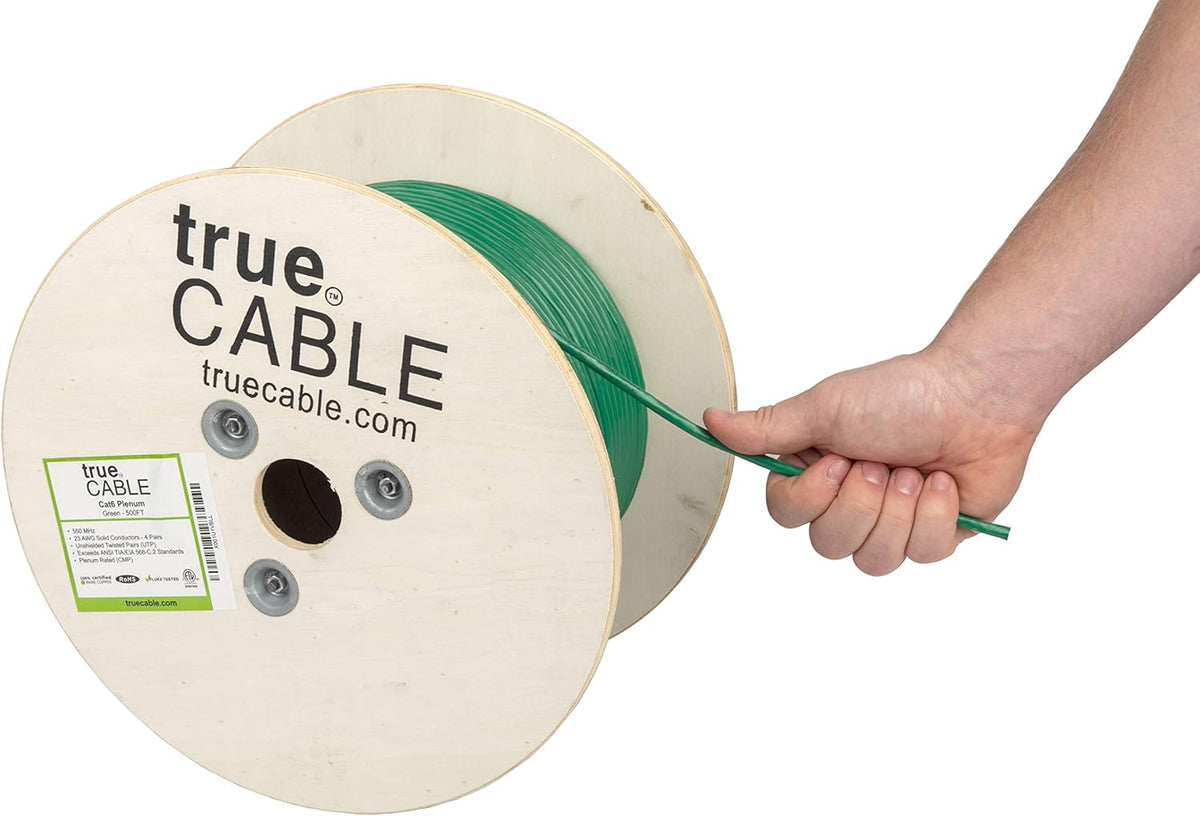 Green 500ft Cat6 Plenum UTP Bulk Ethernet Cable Y319