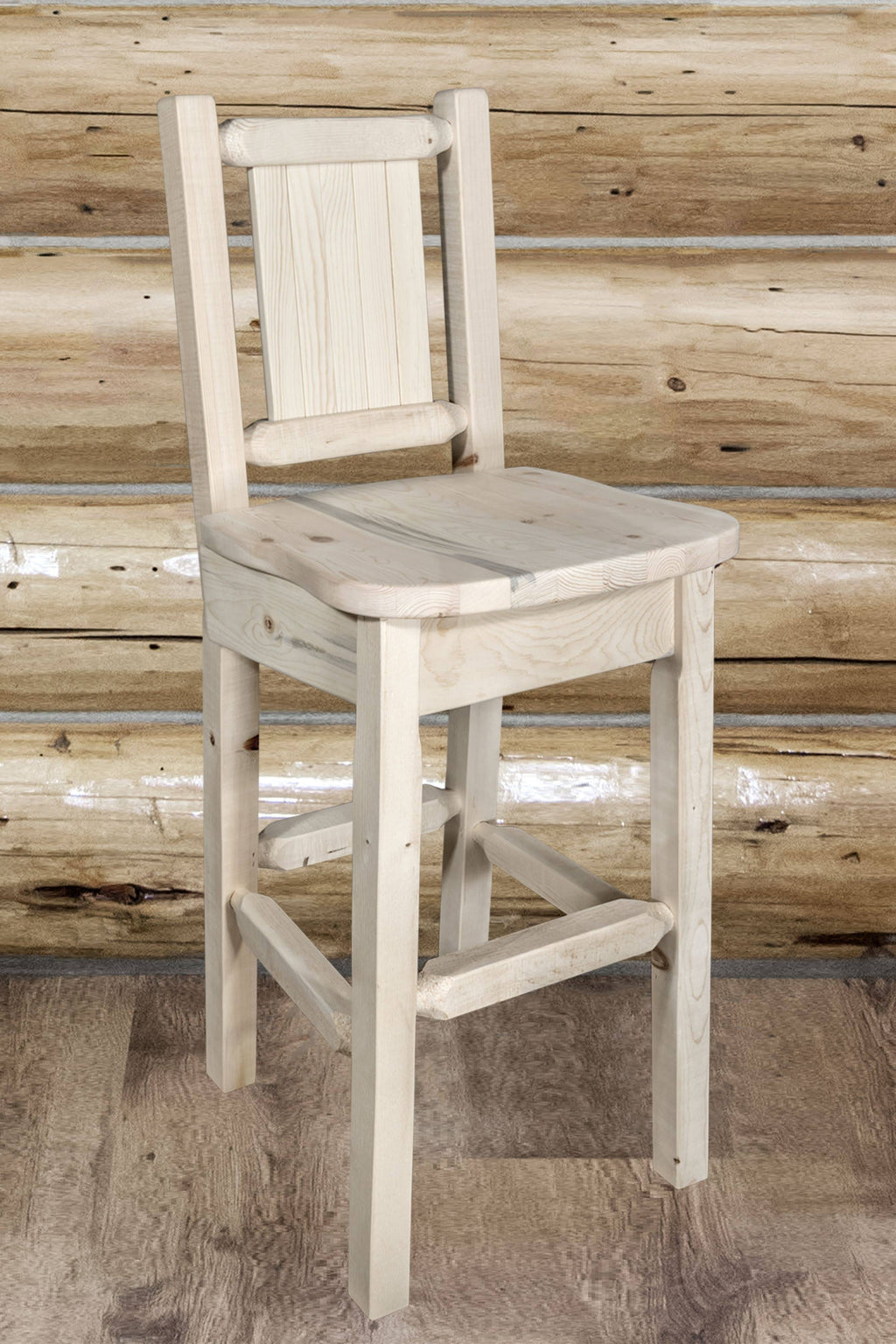 Counter Height Back Barstool with Bear Design G18998