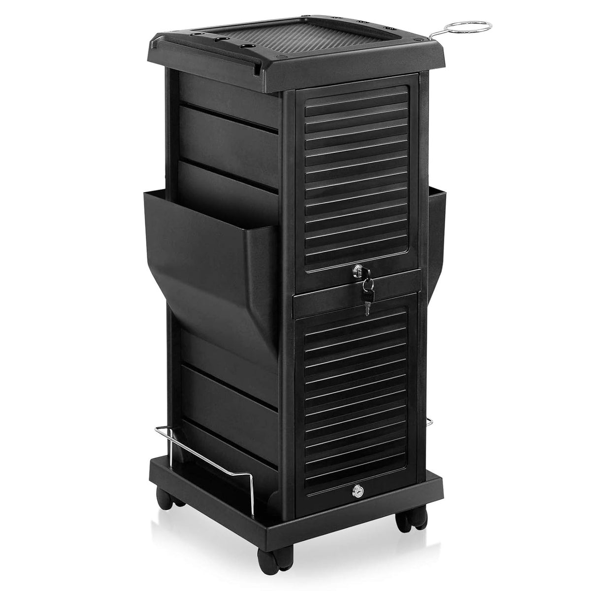 Black Rolling Trolley Cart with Pockets J9815