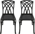 Black Set of 2 Cast Aluminum Outdoor Dining Chairs U497250