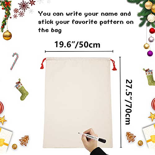 6 Pack Large Christmas Canvas Cotton Santa Sacks with Drawstrings Z5429