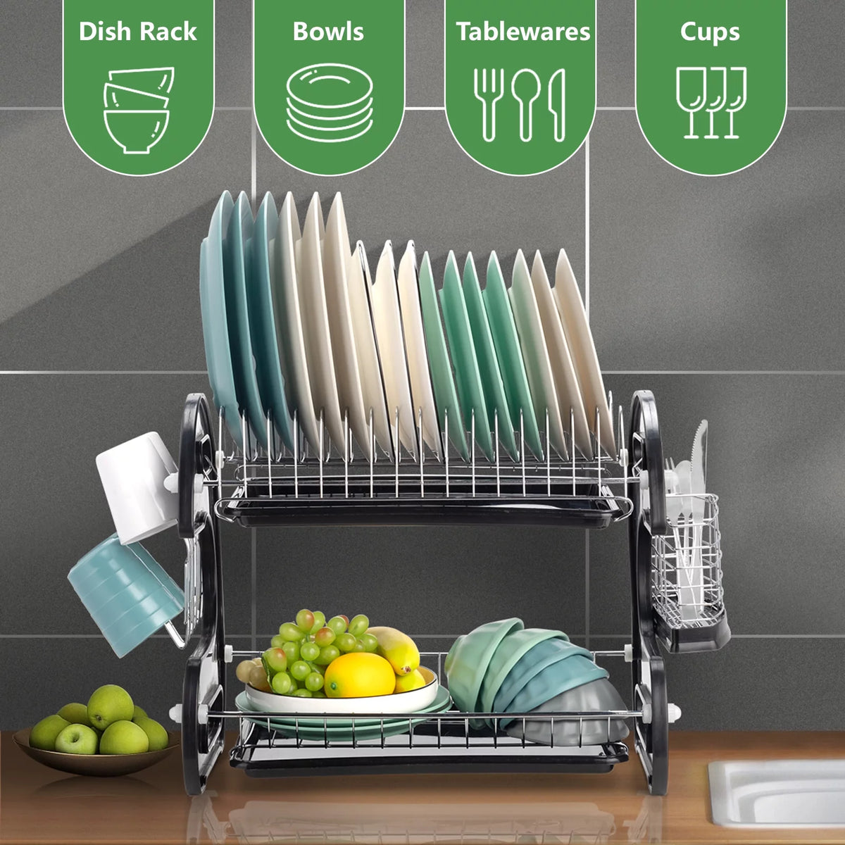 2-Tier Black Dish Drainer W919638