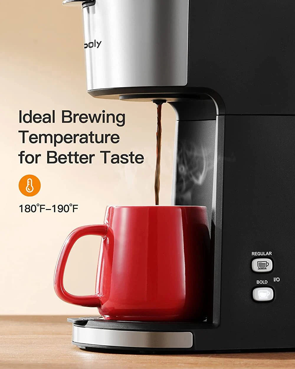 Single Serve Coffee Maker for K Cup & Ground Coffee, 6 to 14 oz Black A4488