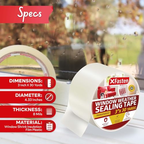 Transparent Window Weather Sealing Tape, 2-Inch x 30 Yards R14750