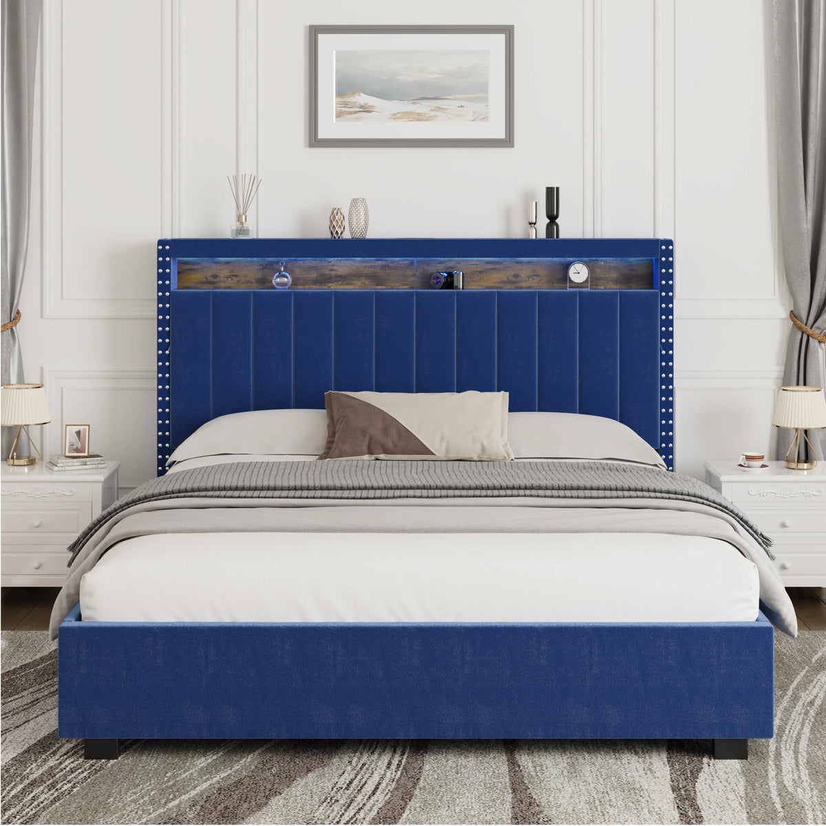 King Size Platform Bed Frame with LED A446401