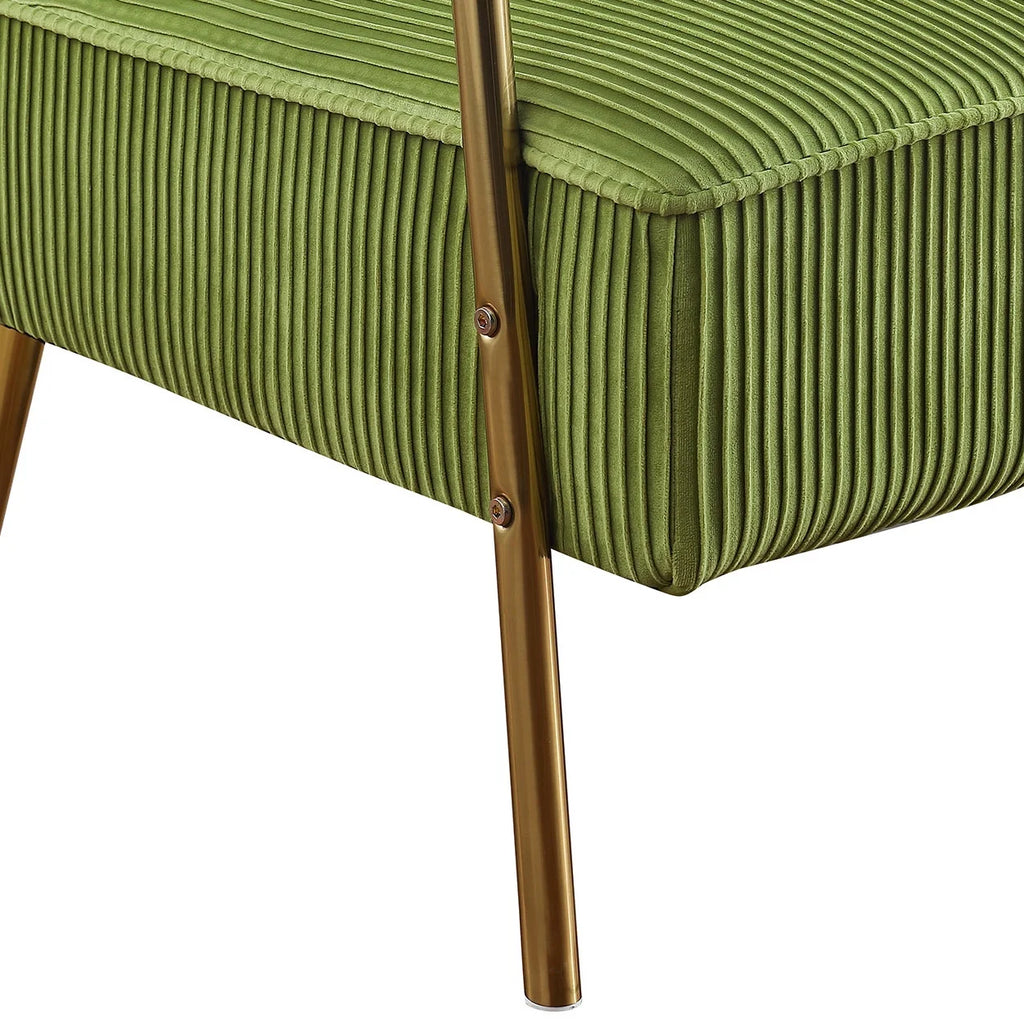 Olive Green Velvet Upholstered Loveseat Sofa with 2 Pillows K7574
