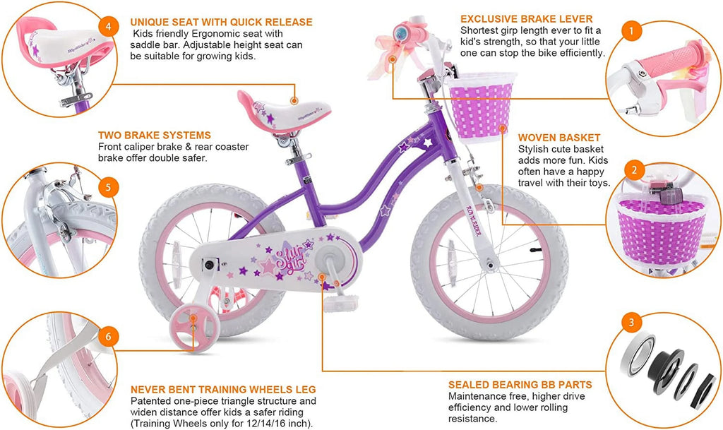 16 In. Blue Kids Bike with Basket Training Wheels Kickstand E365380