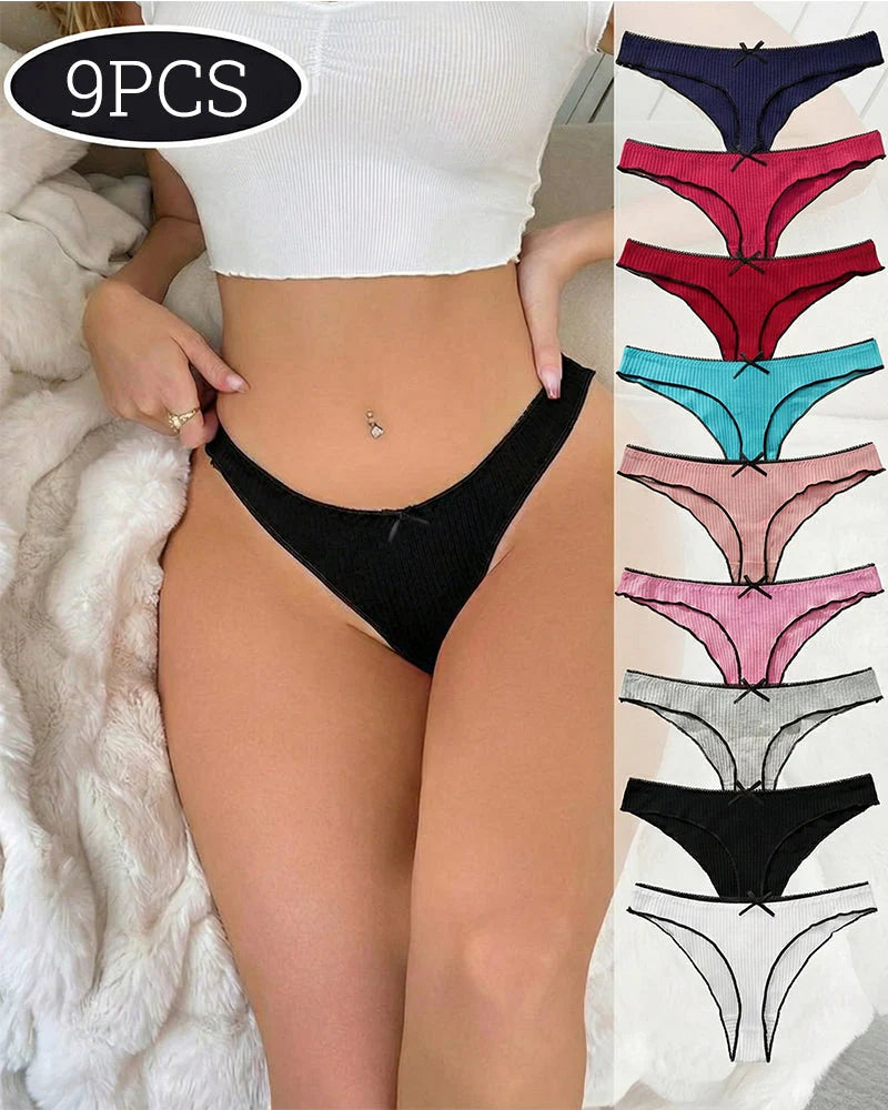 Women's Low Waist Thong 9 Pack Cotton F3023