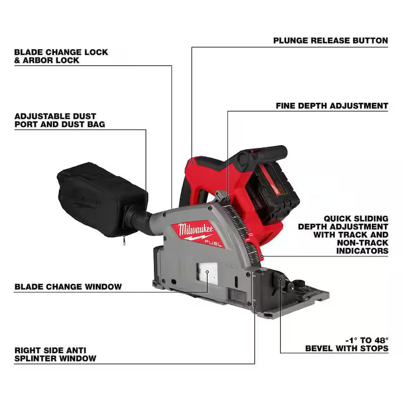 18V Brushless Cordless 6-1/2 in. Plunge Track Saw Kit with Guide Rail O6100