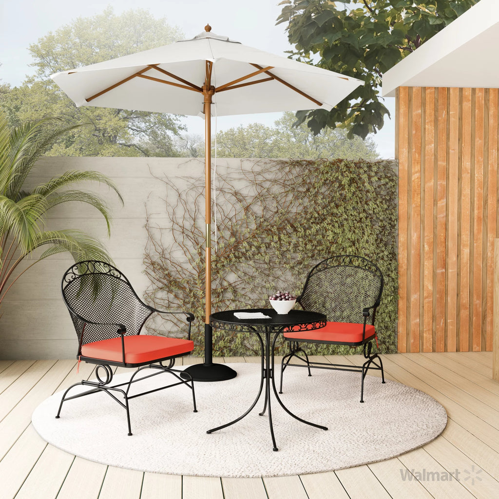 3-Piece Outdoor Metal Bistro Set with Red Cushion Y239524