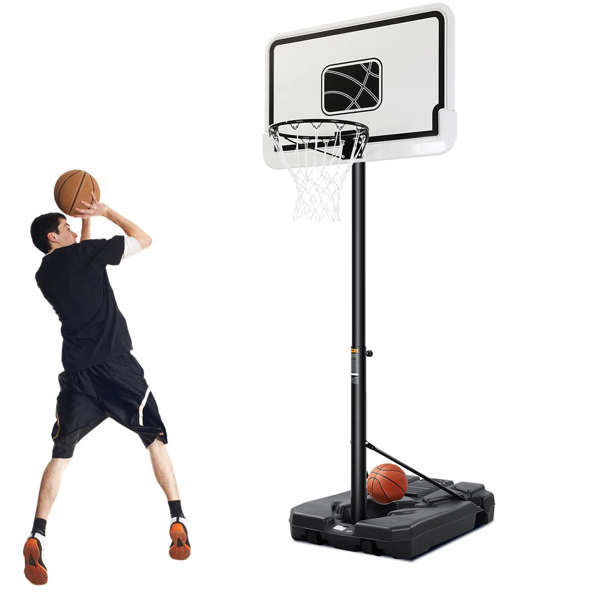 Portable Adjustable Height Basketball Hoop with Backboard S7647