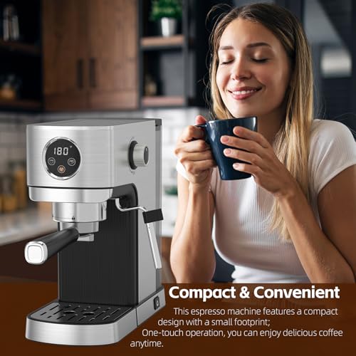 20 Bar Stainless Steel Espresso Machine with Steam Milk Frother K714689
