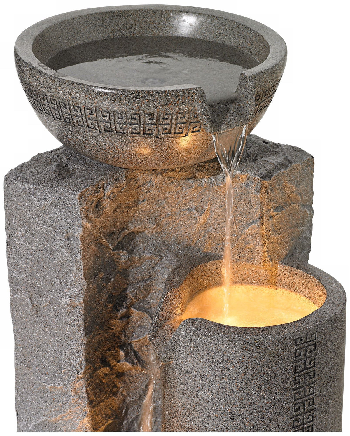 Cascading Outdoor Floor Water Fountain with LED Light 34 1/2" U8496
