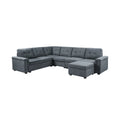 Gray Woven Fabric 7-Seater Sectional Sofa with Ottoman H79766