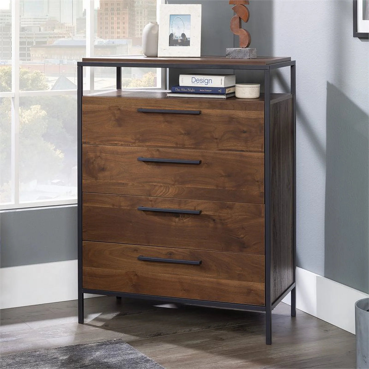 4-Drawer Bedroom Dresser with Open Shelf Q3563