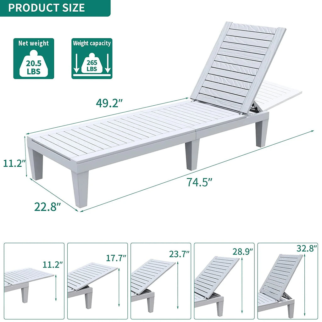 Black Adjustable Outdoor Lounge Chairs D29800