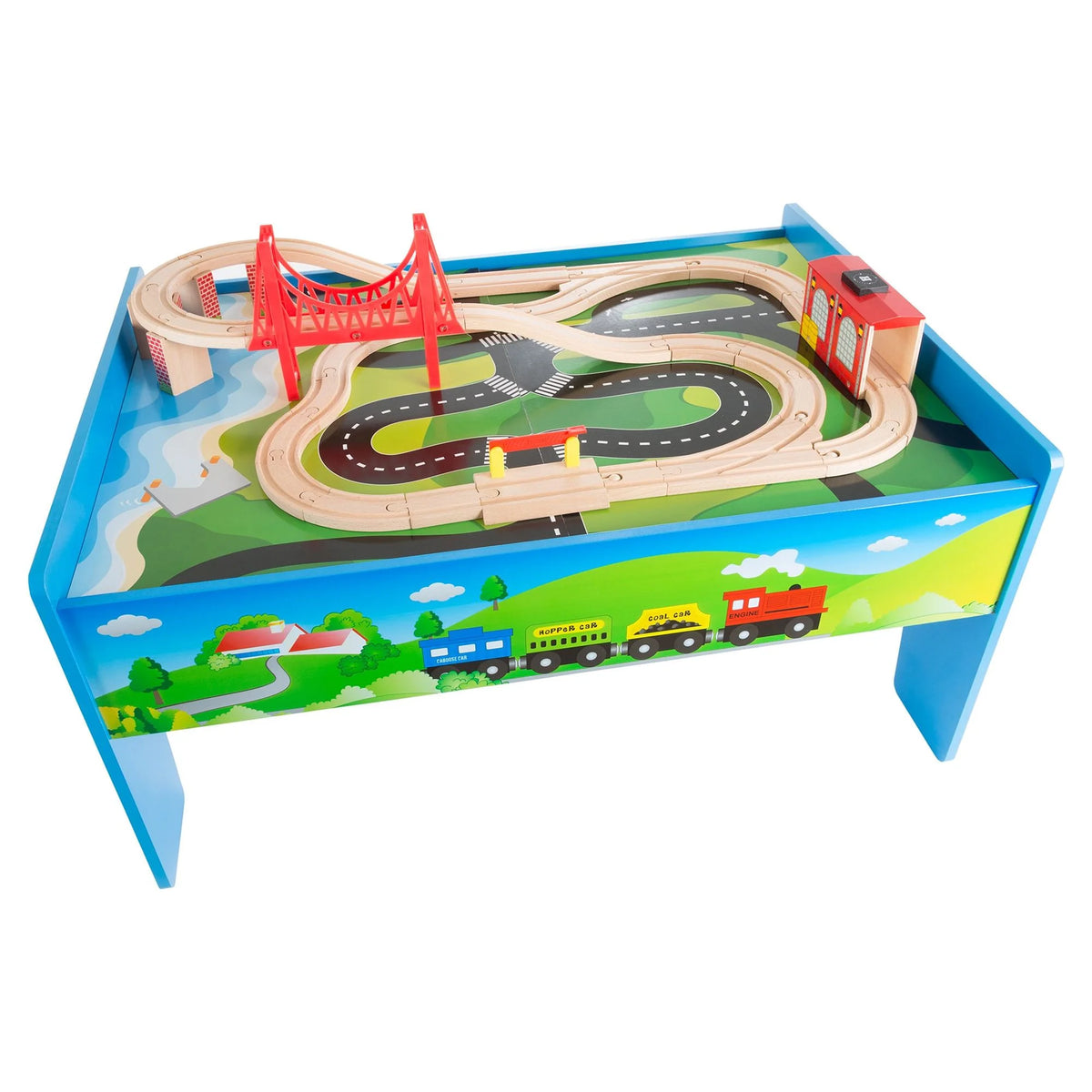 Wooden Train Set & Table with 75 Pieces L8249