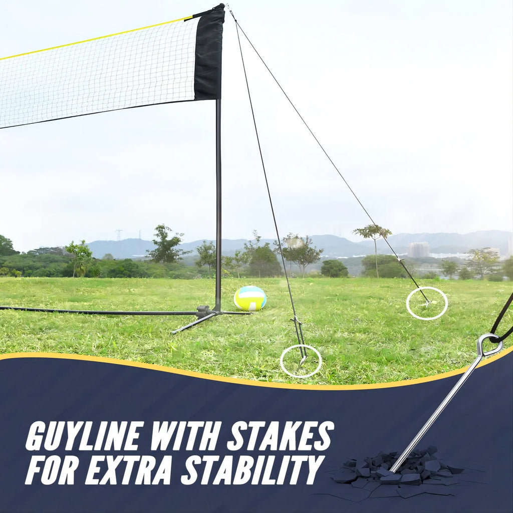Adjustable Height Volleyball Badminton Net Set with Poles, Rackets, Shuttlecocks and Volleyball Z499