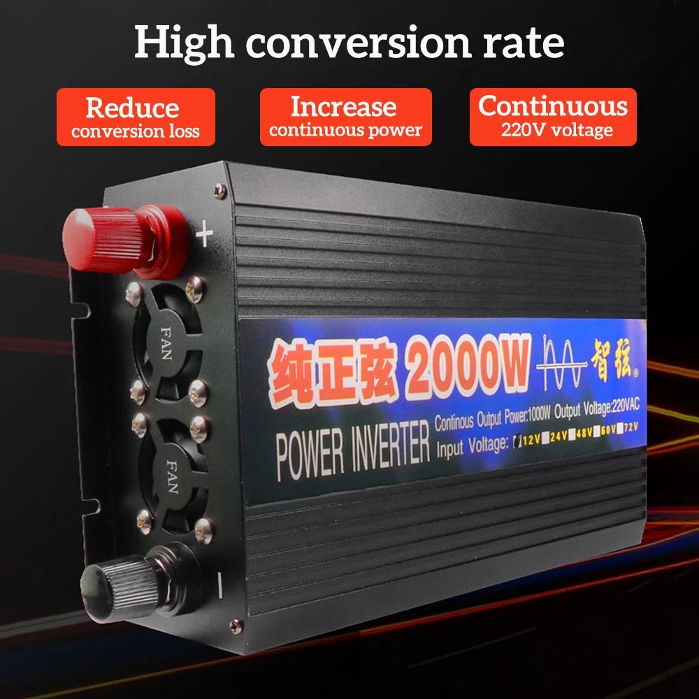 2000 Watts Pure Sine Wave Power Inverter DC 12V to AC 110V with LED Display G8836