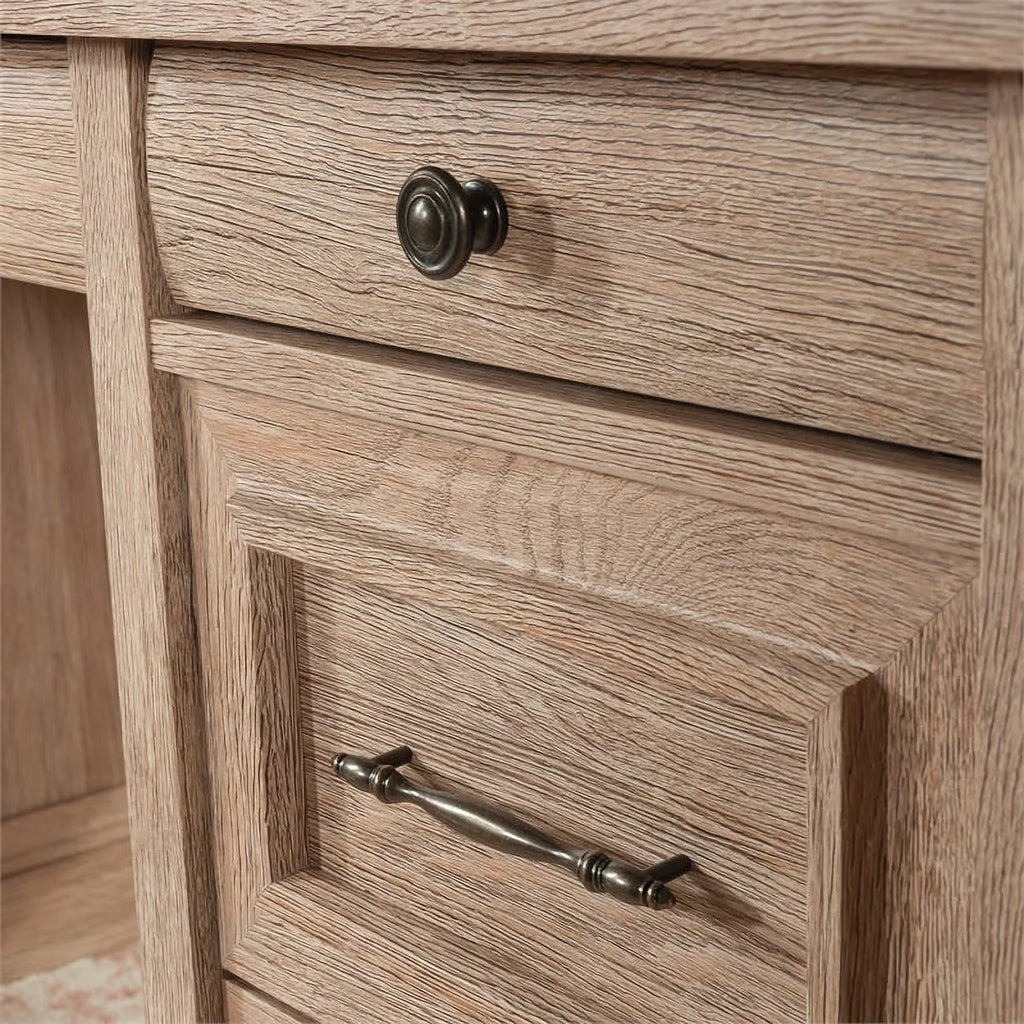 Contemporary Brushed Oak Pedestal Desk T3582