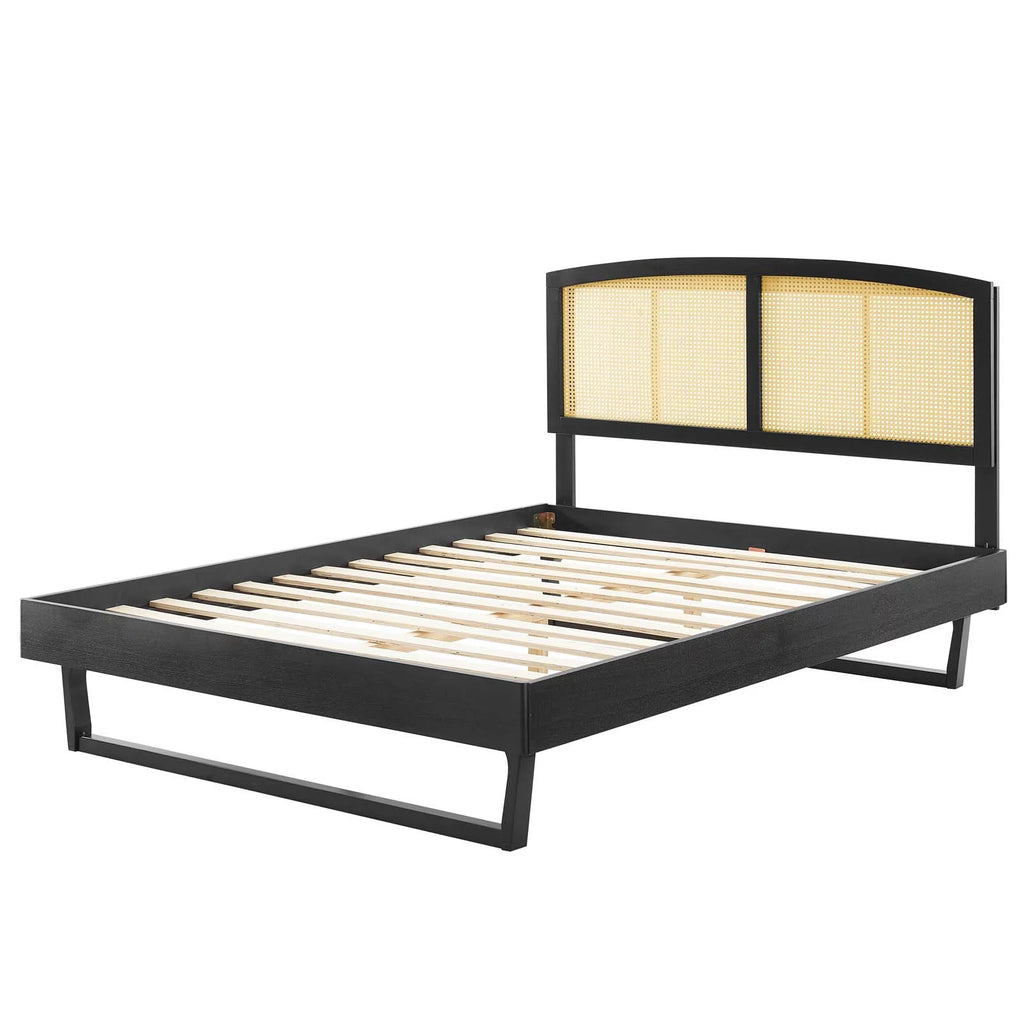 Black Wood Full Size Platform Bed Frame E454