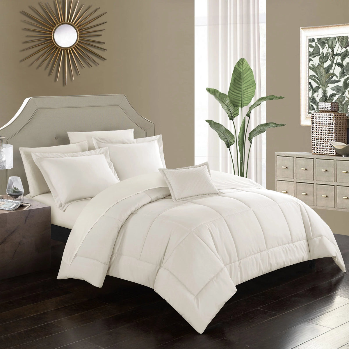 Beige King 8-Piece Comforter Set U772326