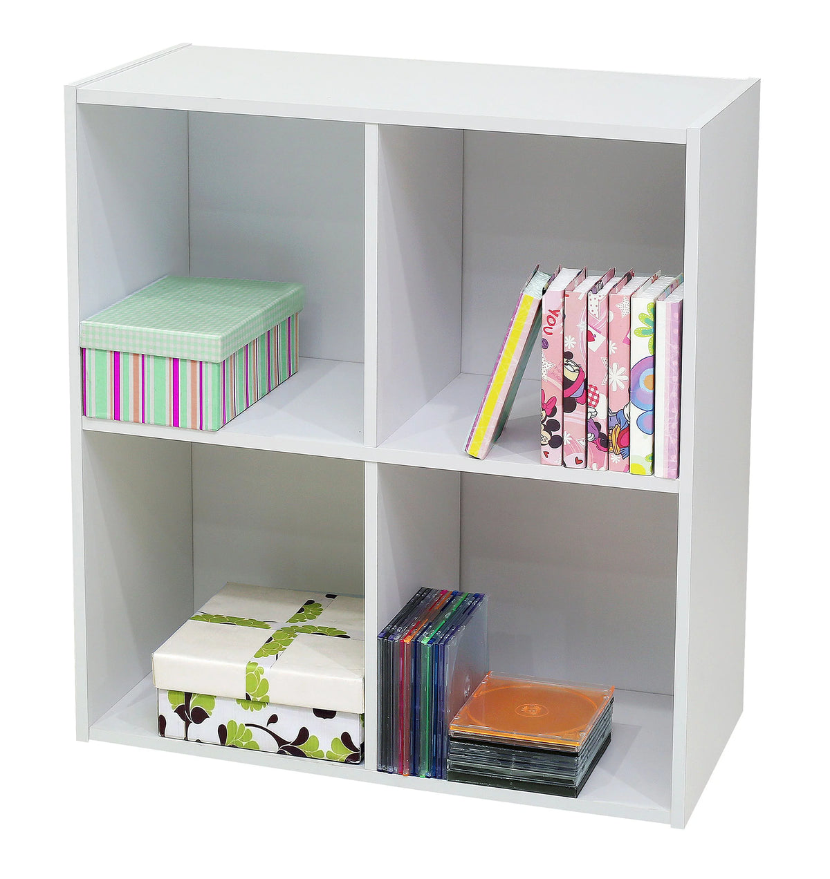 White 4 Cube Wood Bookcase & Storage Organizer Y216