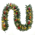 9ft Pre-Lit Christmas Garland with 50 LED Light and Pine Cones and Berries R740727