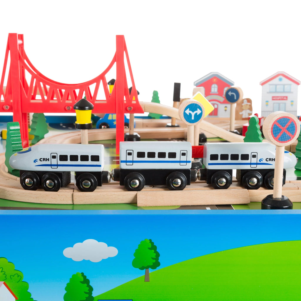 Wooden Train Set & Table with 75 Pieces L8249