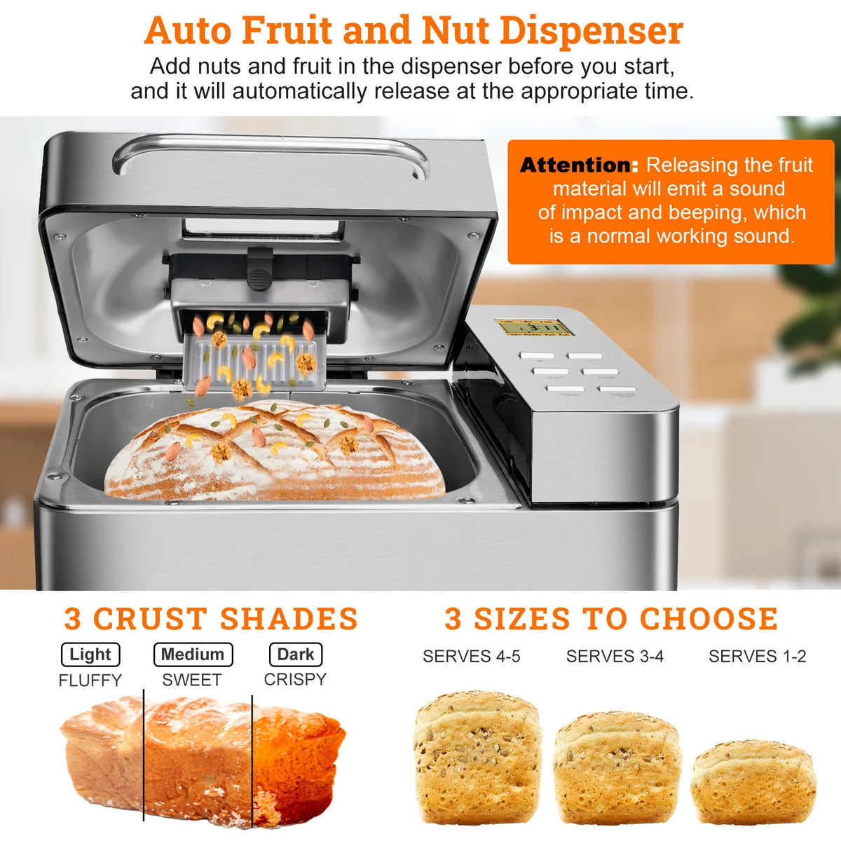 2LB Automatic Stainless Steel Bread Maker K3399