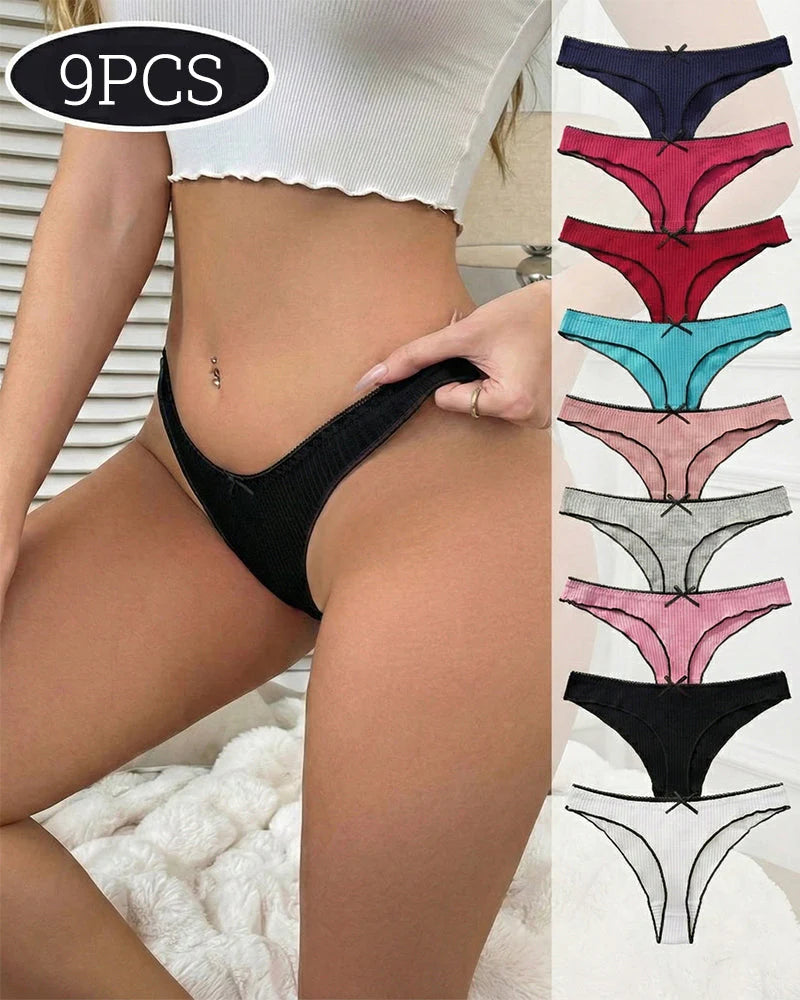 Women's Low Waist Thong 9 Pack Cotton F3023