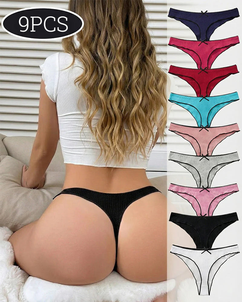 Women's Low Waist Thong 9 Pack Cotton F3023