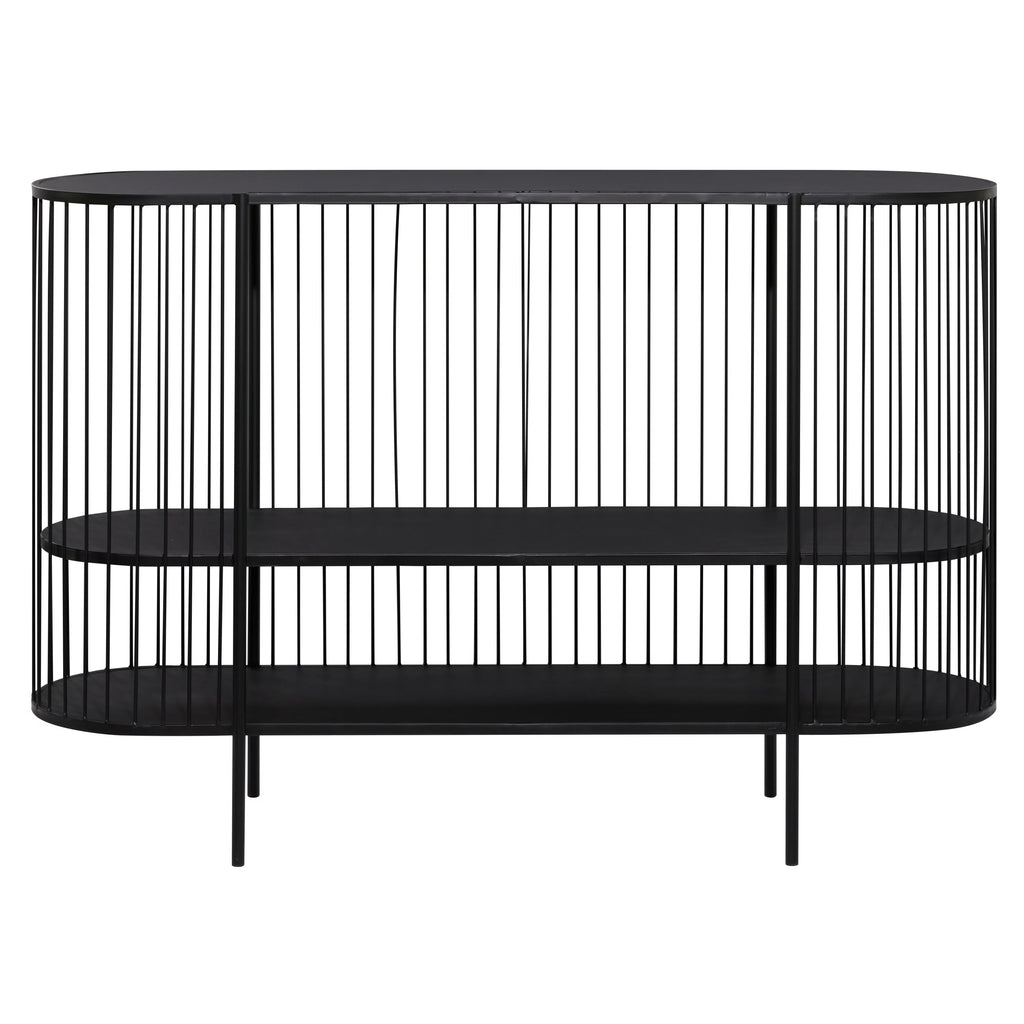 48" x 34" Black Metal 2 Shelf Console Table C67397