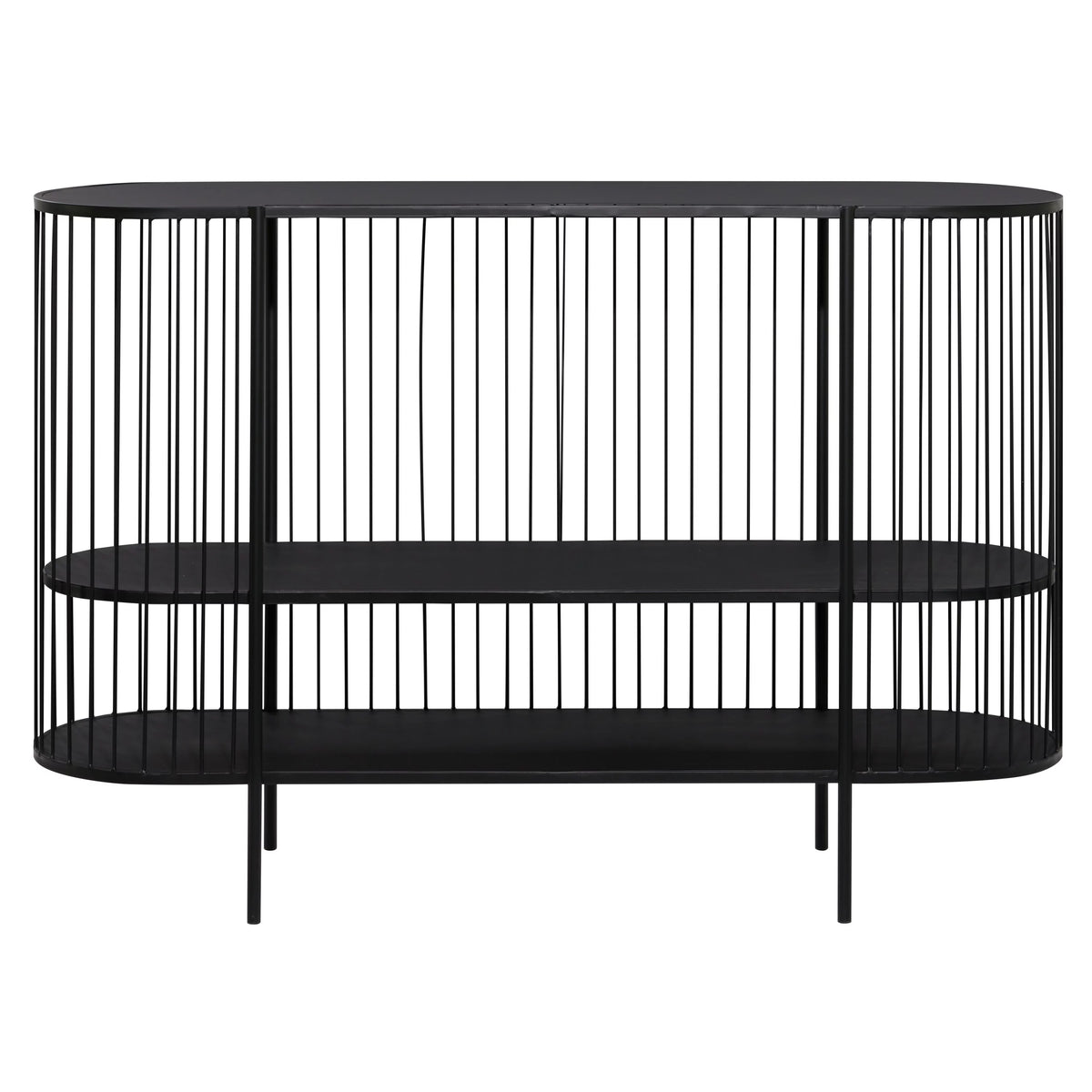 48" x 34" Black Metal 2 Shelf Console Table C67397