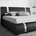 King Size Upholstered Platform Bed with Adjustable Headboard Black U26414