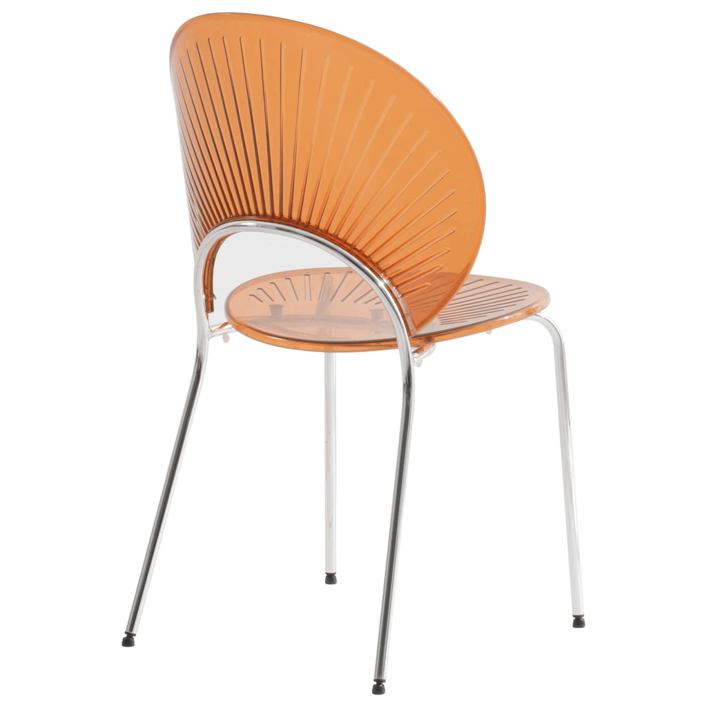 Amber Plastic Dining Chair with Chrome Metal Legs W594866