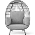 Oversized Black Wicker Egg Chair with Steel Frame K599552