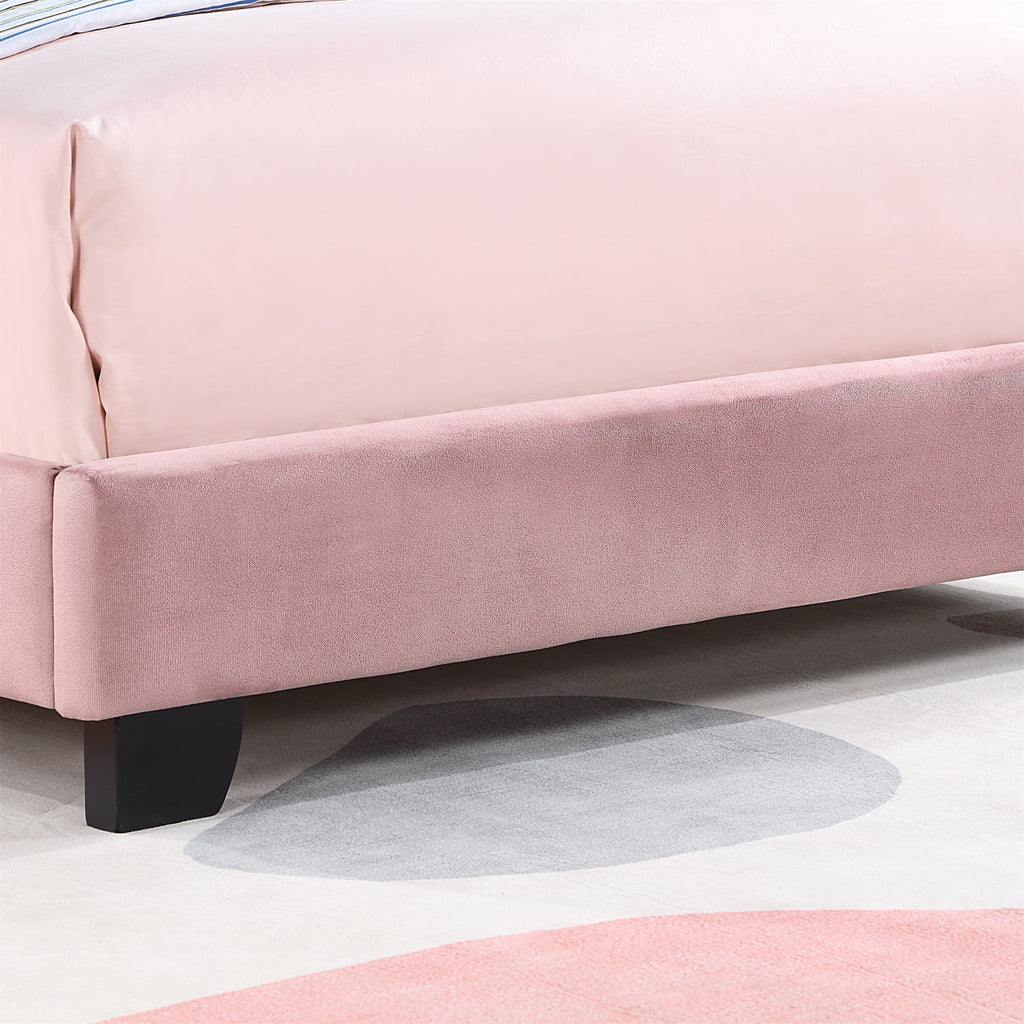 Pink Upholstered Twin Size Platform Bed E4889