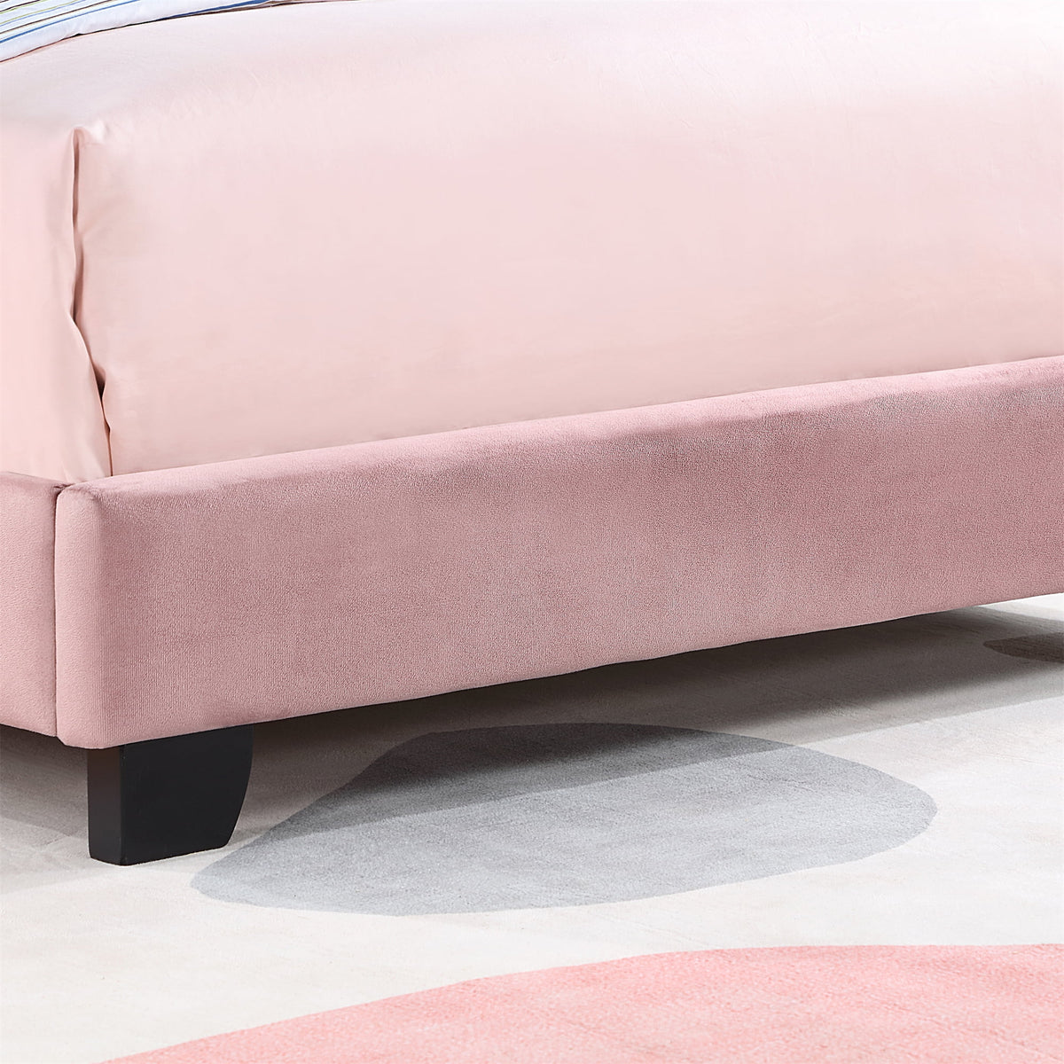 Pink Upholstered Twin Size Platform Bed E4889