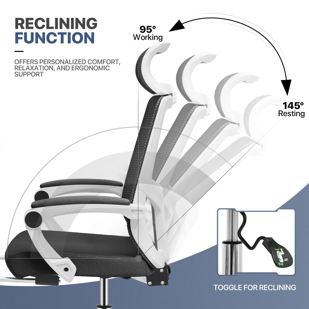 Black Ergonomic High Back Mesh Office Chair with Headrest & Footrest Y412936