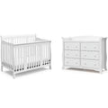 Convertible Baby Crib and 6-Drawer Double Dresser Set in Pure White M9182