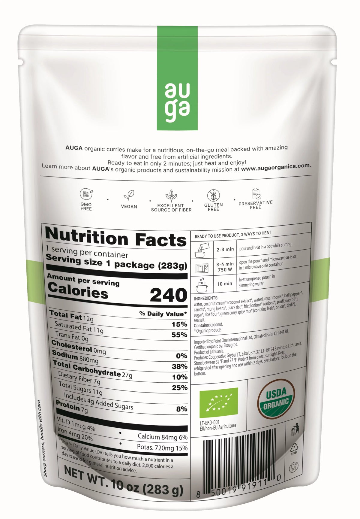 Organic Green Curry Meal 10oz 6-pack Z597