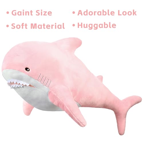 Pink 32in Shark Plush Toy L7681