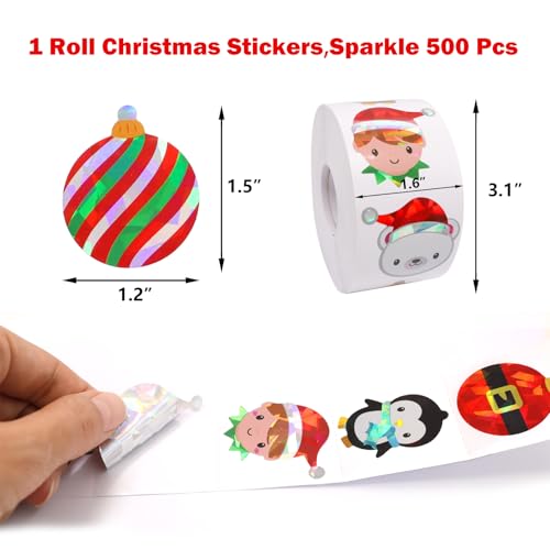 Christmas Stickers 1 Roll 500Pcs F295